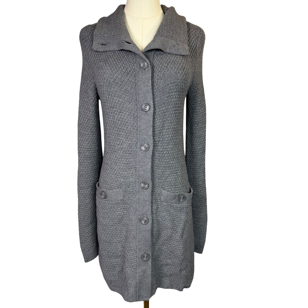 Patagonia Womens Gray 100% Merino Wool Long Button Front Cardigan Sweater M